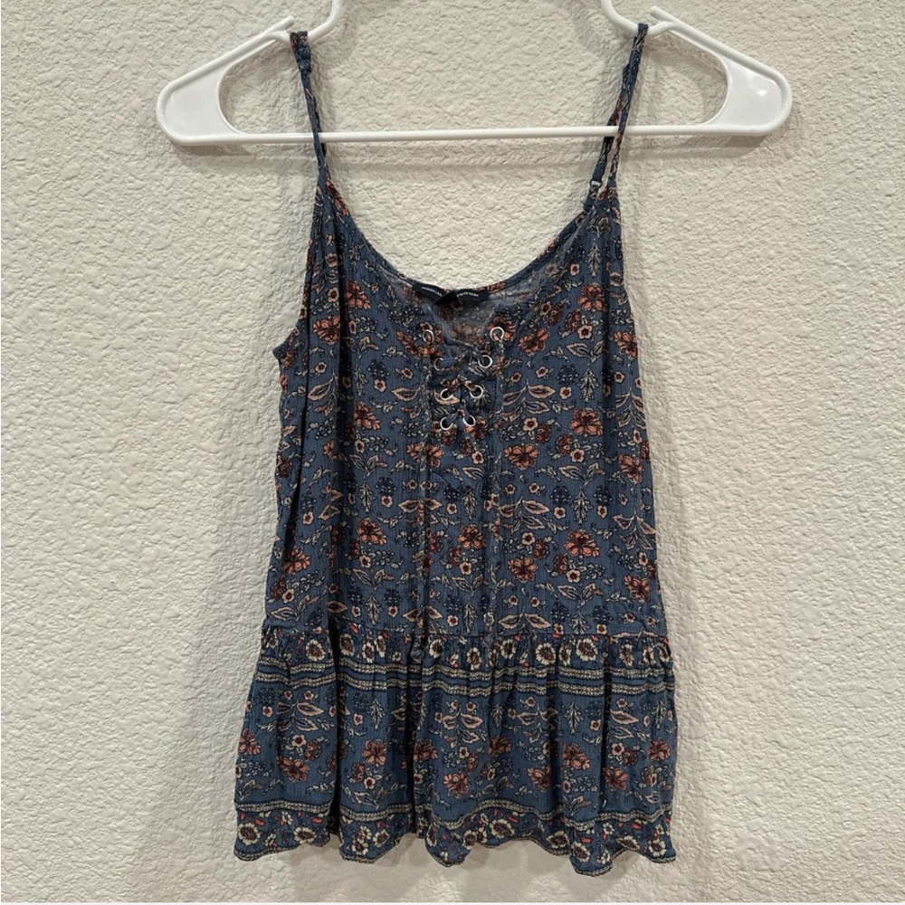 American Eagle Outfitters Blue Tie Front Camisole
